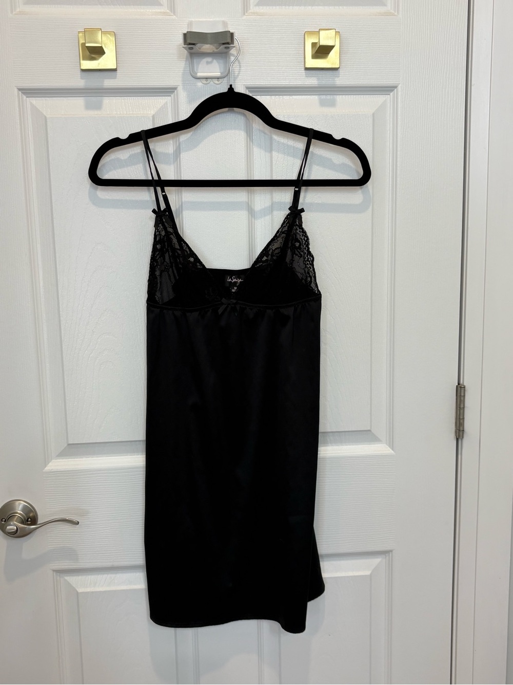 La Senza Lace-Trim Satin Slip Dress - Black #1517